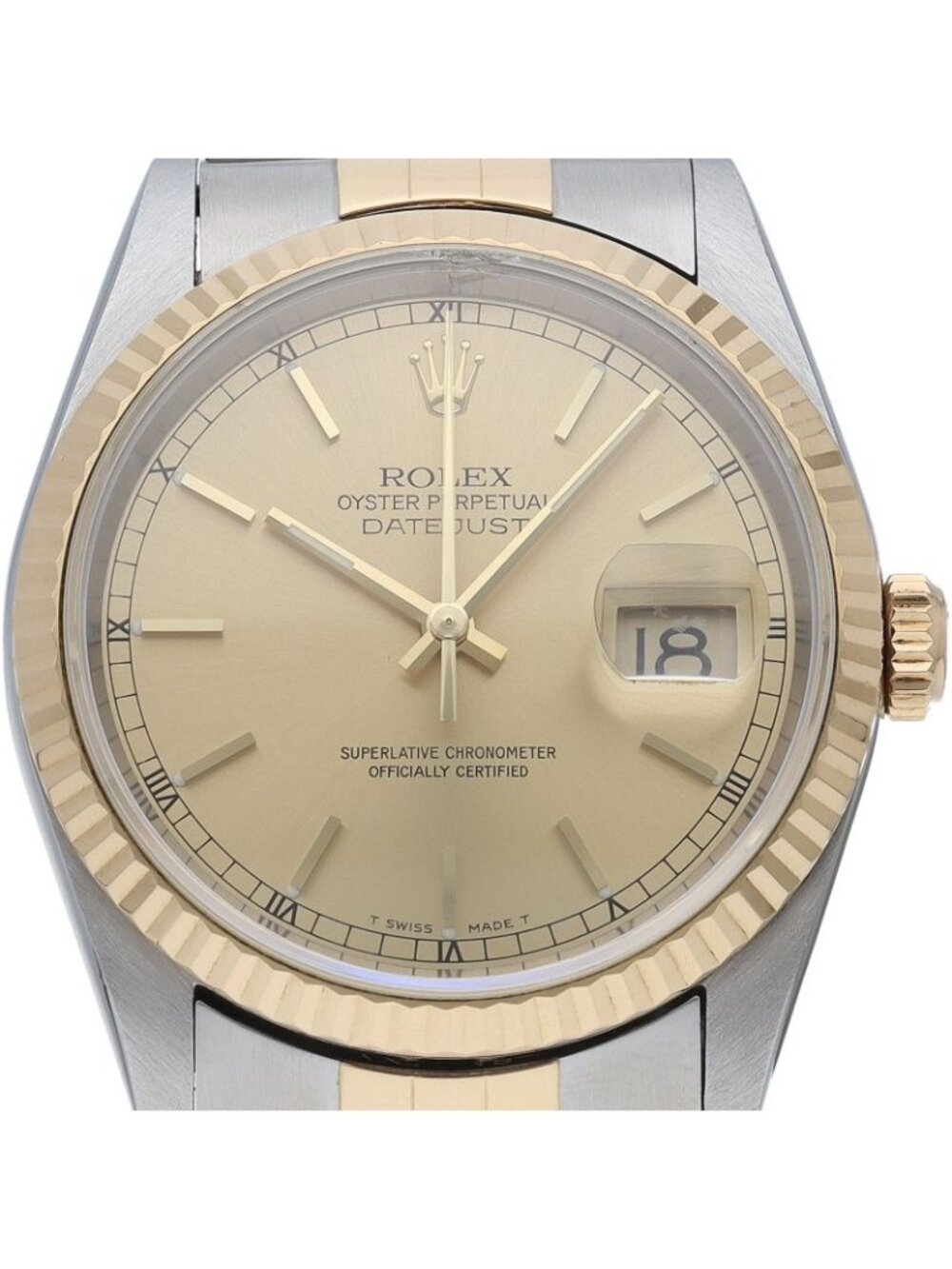 Rolex Datejust Watch 18K Yellow Gold SS Champagne